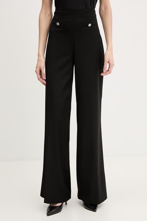 Morgan spodnie damskie z wiskozy czarne high waist PBANE.F