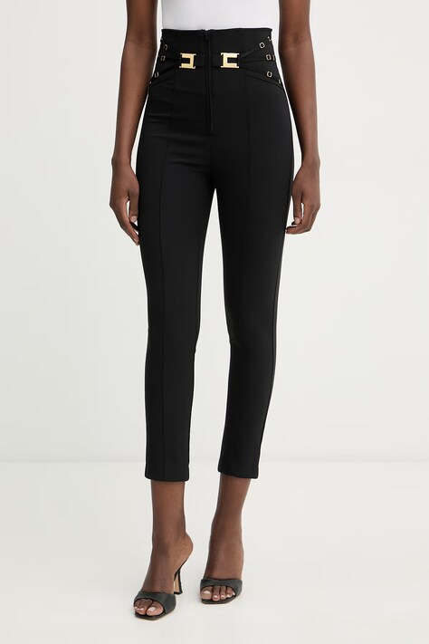 Elisabetta Franchi spodnie damskie czarne high waist PA15861E2