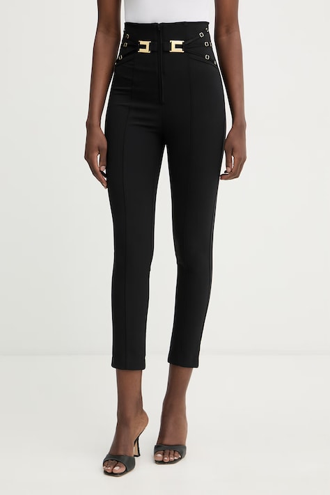 Elisabetta Franchi spodnie damskie czarne high waist PA15861E2