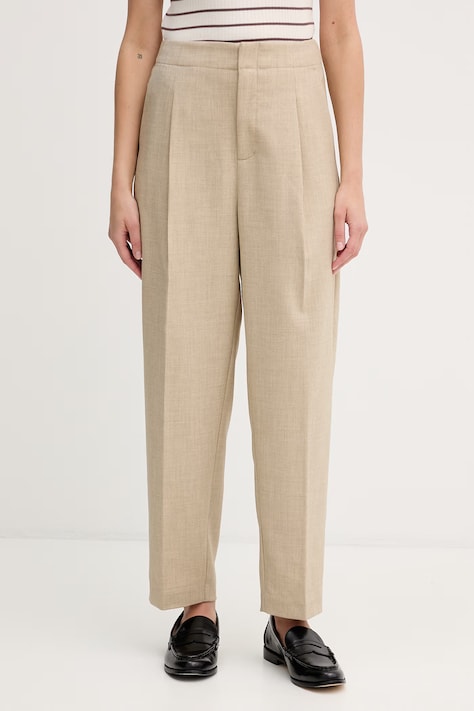 Mos Mosh pantaloni de damă Leysa bej high waist 177320