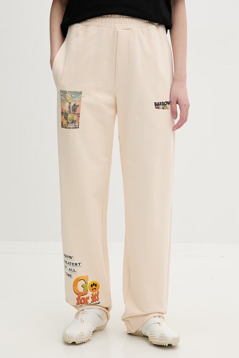 Barrow spodnie dresowe damskie bawełniane beżowe high waist S6BWWOFP035