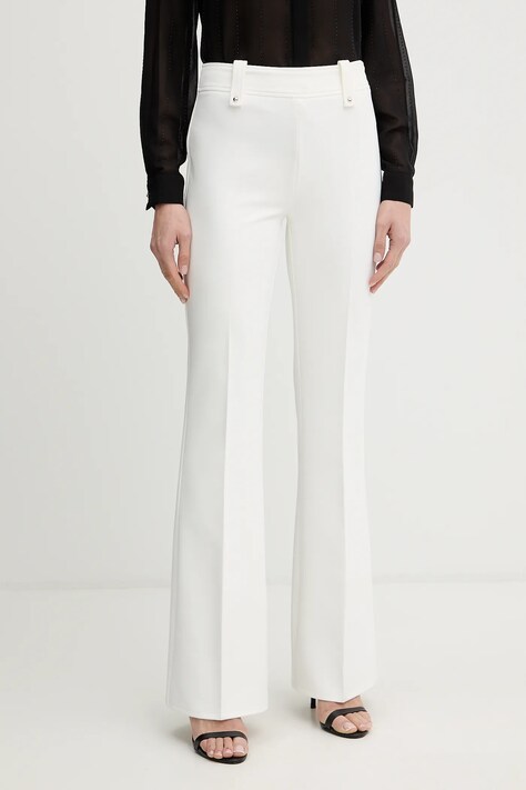 Liu Jo spodnie damskie kolor beżowy dzwony high waist WA6120 T2527