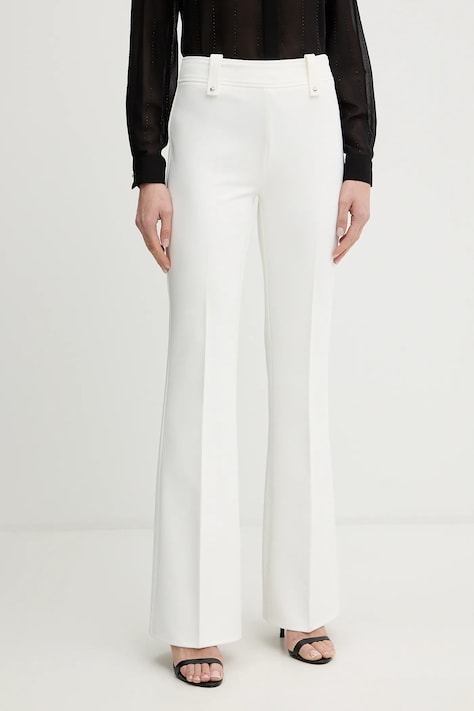 Liu Jo spodnie damskie kolor beżowy dzwony high waist WA6120 T2527