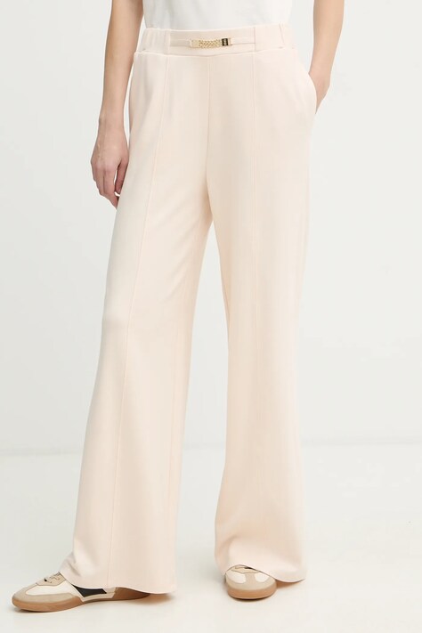 Liu Jo spodnie dresowe damskie kolor beżowy gładkie TA6026 JS182