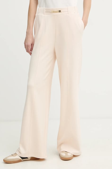 Liu Jo spodnie dresowe damskie kolor beżowy gładkie TA6026 JS182