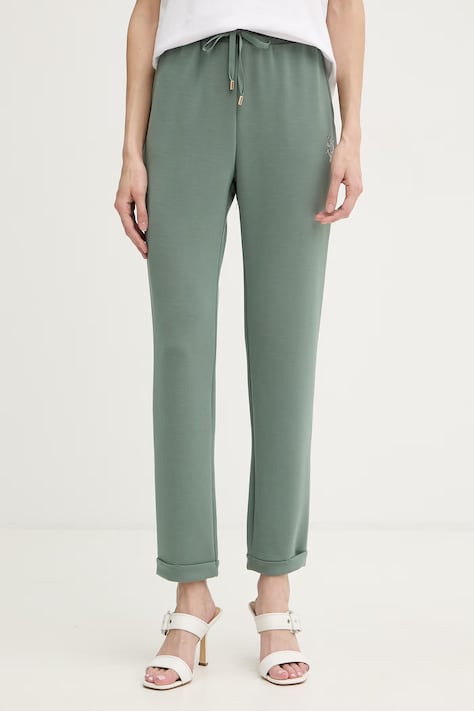 Liu Jo spodnie dresowe damskie z modalem zielone high waist TA6081 JS869