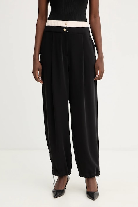 Liu Jo spodnie damskie kolor czarny szerokie high waist TA6150 TS923