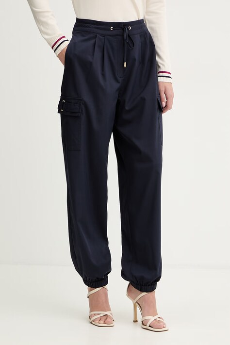 Liu Jo spodnie damskie kolor granatowy high waist TA6154 TS922