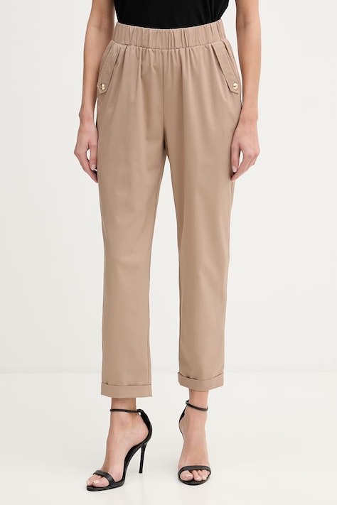 Liu Jo spodnie damskie kolor brązowy proste high waist TA6255 TS922