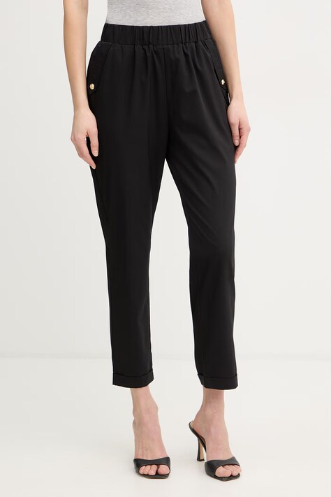 Liu Jo spodnie damskie kolor czarny proste high waist TA6255 TS922