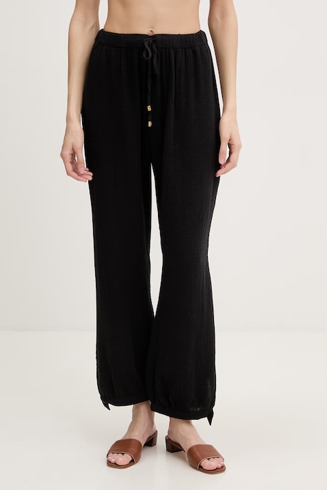 Lauren Ralph Lauren Spodnie straight damskie bawełniane czarne regular waist 20417190