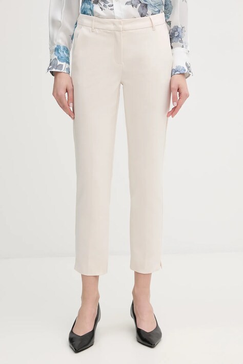 Marella spodnie GHIANDA damskie kolor beżowy fason cygaretki high waist 2613131051200