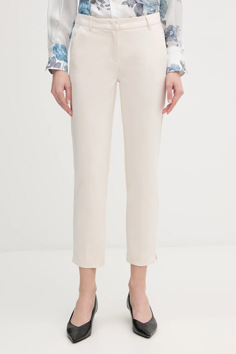 Marella spodnie GHIANDA damskie kolor beżowy fason cygaretki high waist 2613131051200