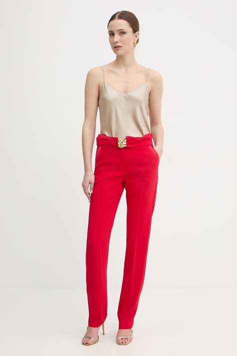 Marella spodnie MLTELICA damskie kolor czerwony proste high waist 2613131063200