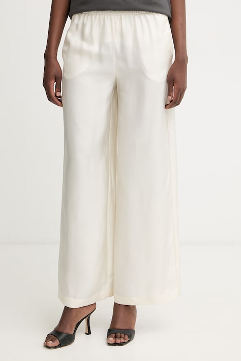 Marella pantaloni pentru femei, din mătase MLMQUIZ albi 2613131105200