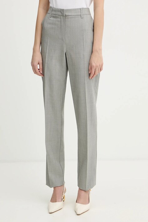 Marella spodnie z dodatkiem wełny GOLFO damskie kolor szary fason chinos high waist 2613131201200