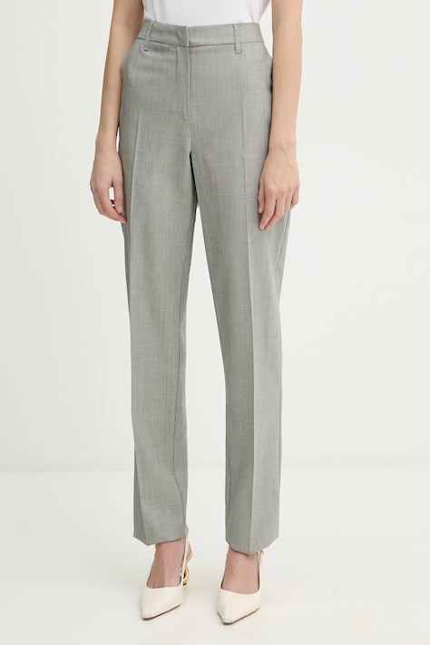 Marella spodnie z dodatkiem wełny GOLFO damskie kolor szary fason chinos high waist 2613131201200