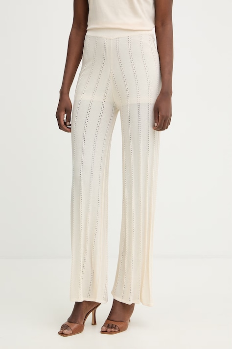 Marella spodnie MLMTILDE damskie kolor beżowy szerokie high waist 2613331015200