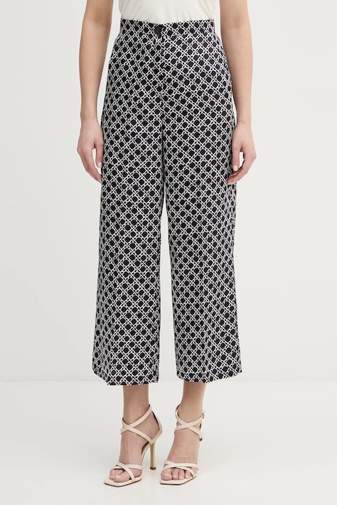 Marella spodnie Emme by Marella damskie kolor granatowy proste high waist 2615131131200