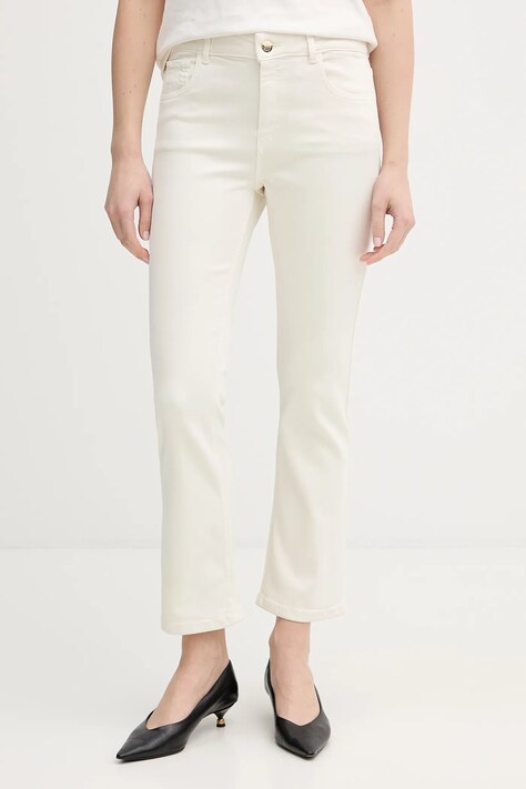 Marella spodnie Emme by Marella damskie kolor beżowy dopasowane medium waist 2615131261200