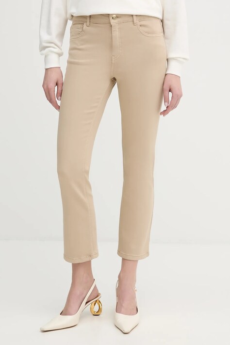Marella spodnie Emme by Marella damskie kolor beżowy dopasowane medium waist 2615131261200