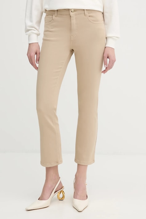 Marella spodnie Emme by Marella damskie kolor beżowy dopasowane medium waist 2615131261200