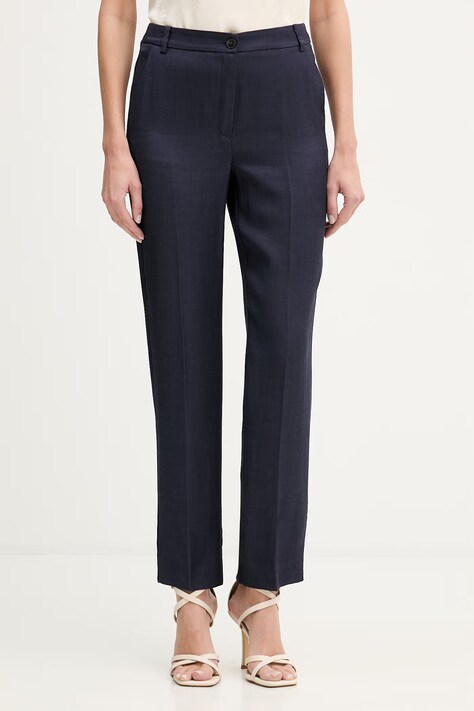 Marella spodnie z dodatkiem wełny Emme by Marella damskie kolor granatowy dopasowane high waist 2615131291200