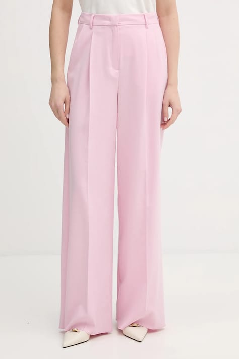 Marella spodnie Emme by Marella damskie kolor różowy proste high waist 2615131311200