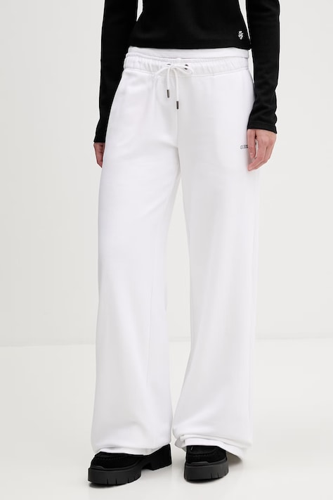 Bombažen spodnji del trenirke Guess Jeans ženski, bela barva, W6RB52 K68I4