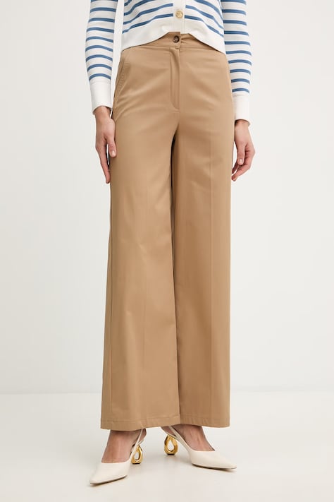 IBlues spodnie URLO damskie kolor beżowy szerokie high waist 2617131101200