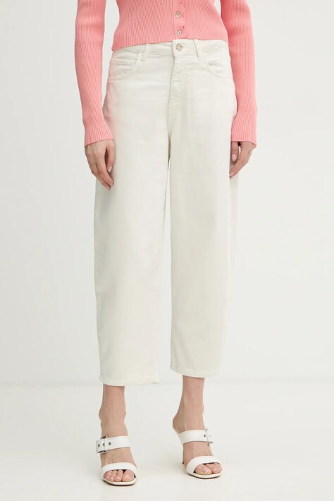 IBlues spodnie NATALE damskie kolor beżowy szerokie high waist 2617131161200