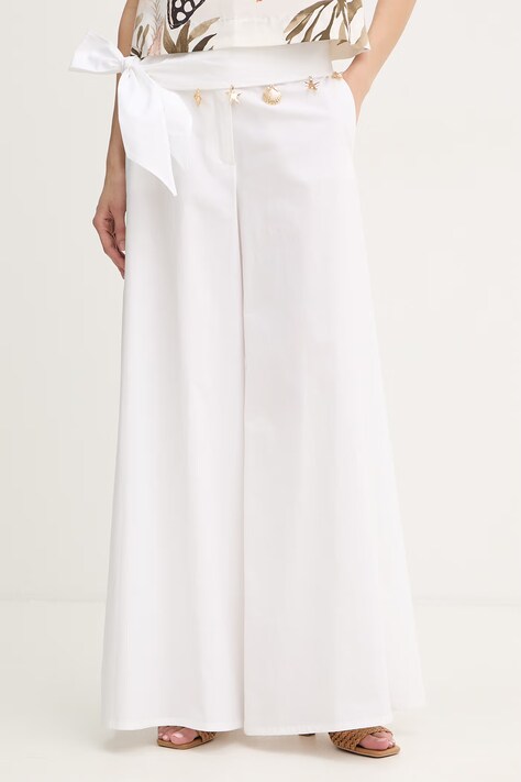 Marella spodnie GALA damskie kolor biały szerokie high waist 2613131122200