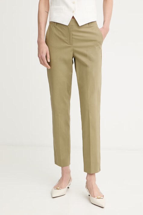 Marella spodnie damskie bawełniane z elastanem GETTONE zielone regular waist 2613131152200