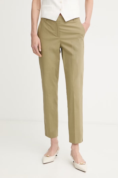 Marella spodnie damskie bawełniane z elastanem GETTONE zielone regular waist 2613131152200