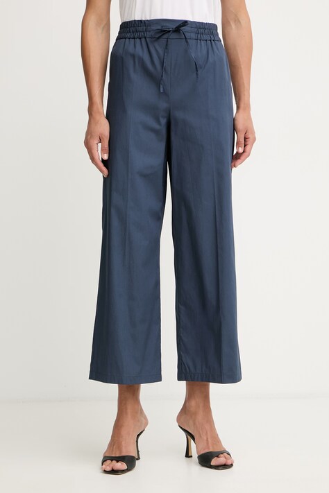 Marella spodnie damskie bawełniane Emme by Marella granatowe high waist 2615131032200