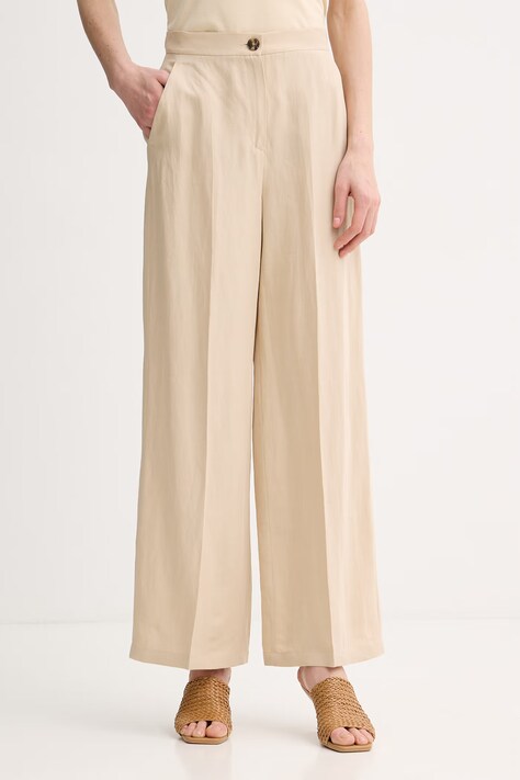 Marella spodnie damskie z lnem Emme by Marella beżowe high waist