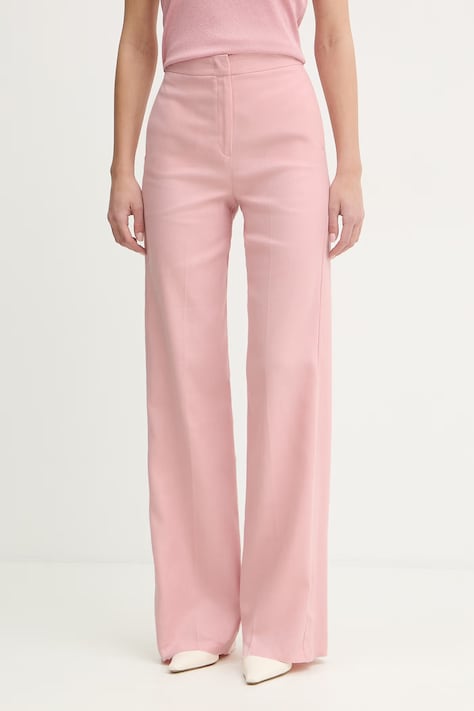 iBlues spodnie straight damskie z dodatkiem lnu CANALE różowe high waist 2617131112200
