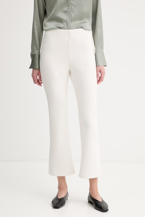 Calvin Klein панталон дамски с вискоза бежов с висока талия LV044F204G