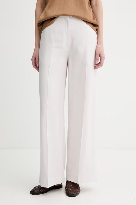 Calvin Klein παντελόνι γυναικείο με lyocell μπεζ ψηλή LV044F654G