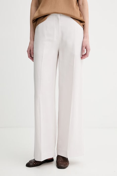 Calvin Klein παντελόνι γυναικείο με lyocell μπεζ ψηλή LV044F654G