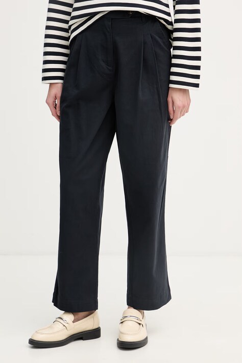 Barbour spodnie damskie bawełniane Verona granatowe high waist LTR0422