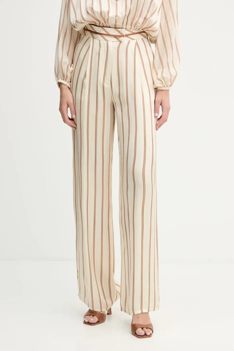 Simona Corsellini spodnie damskie kolor beżowy szerokie high waist P26CPPA00901