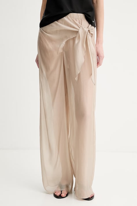 Calvin Klein pantaloni da donna con viscosa beige high waist LV00Q61157