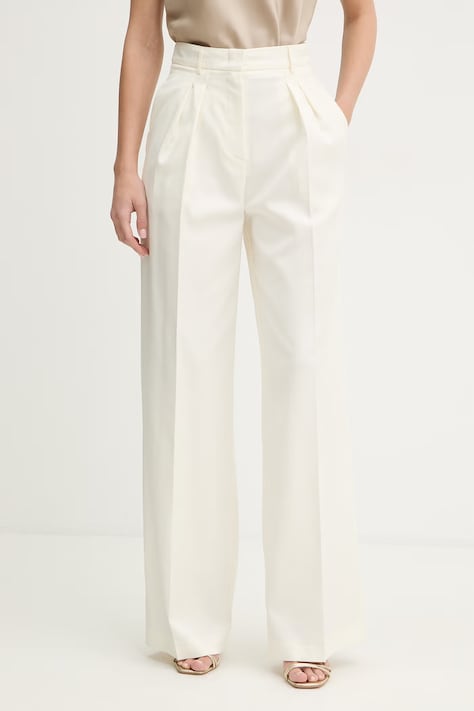 Simona Corsellini spodnie damskie kolor beżowy proste high waist P26CPPA01201