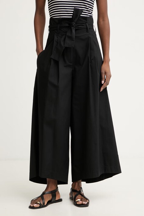 Simona Corsellini spodnie damskie bawełniane czarne high waist P26CPPGC0102