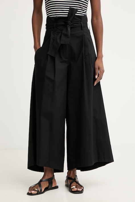 Simona Corsellini spodnie damskie bawełniane czarne high waist P26CPPGC0102