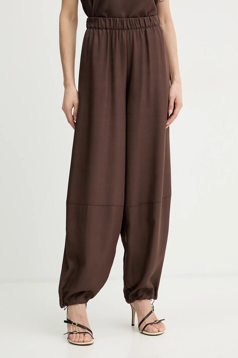 Simona Corsellini spodnie damskie kolor brązowy high waist P26CPPA00301