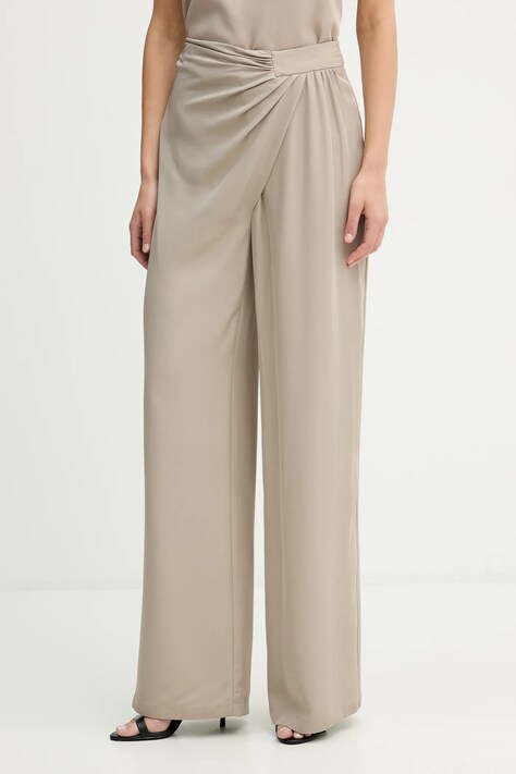 Simona Corsellini spodnie damskie kolor beżowy proste high waist P26CPPA00801