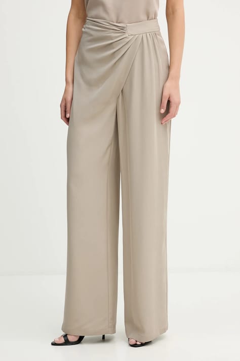 Simona Corsellini spodnie damskie kolor beżowy proste high waist P26CPPA00801