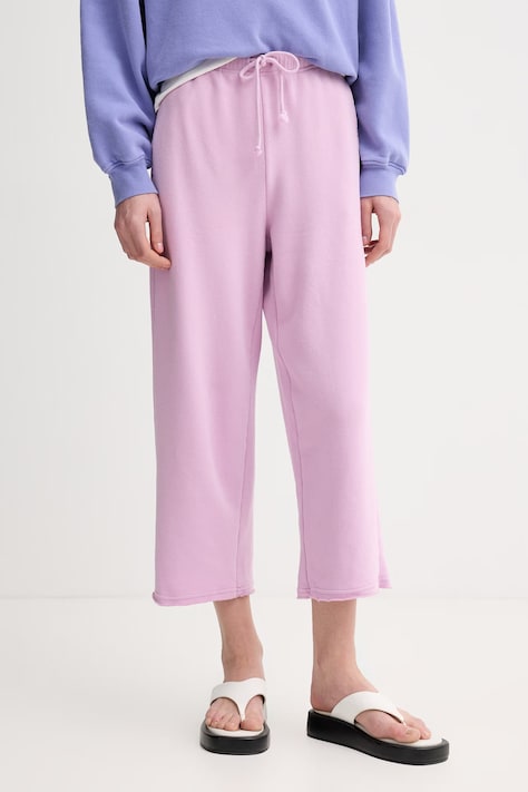 American Vintage spodnie dresowe damskie z bawełną różowe ATU05A